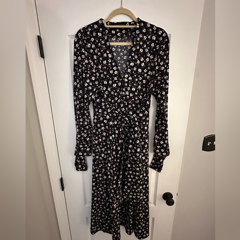 Eloquii Black and White Bishop Sleeve Sundress